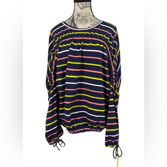 project RUNWAY Tops - Project RUNWAY Multicolor Striped Blouse| Drawstring Sleeves| Bubble Hem Size M